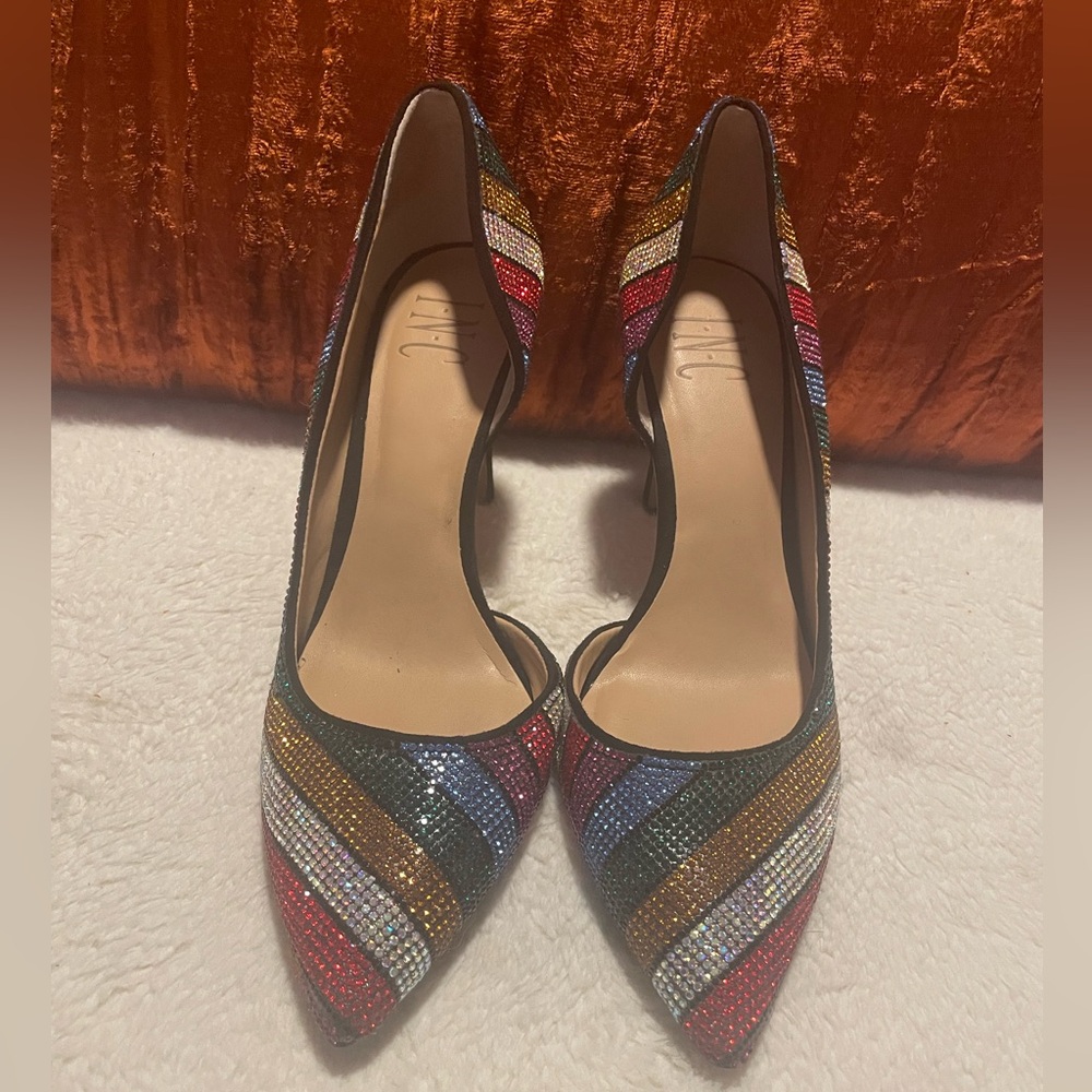 Multicolor Striped Women's Heels - Picture 3 of 7